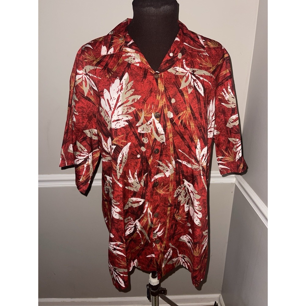 Hilo Hattie The Hawaiian Original Shirt Vacation Tropical Mens Large Red Floral